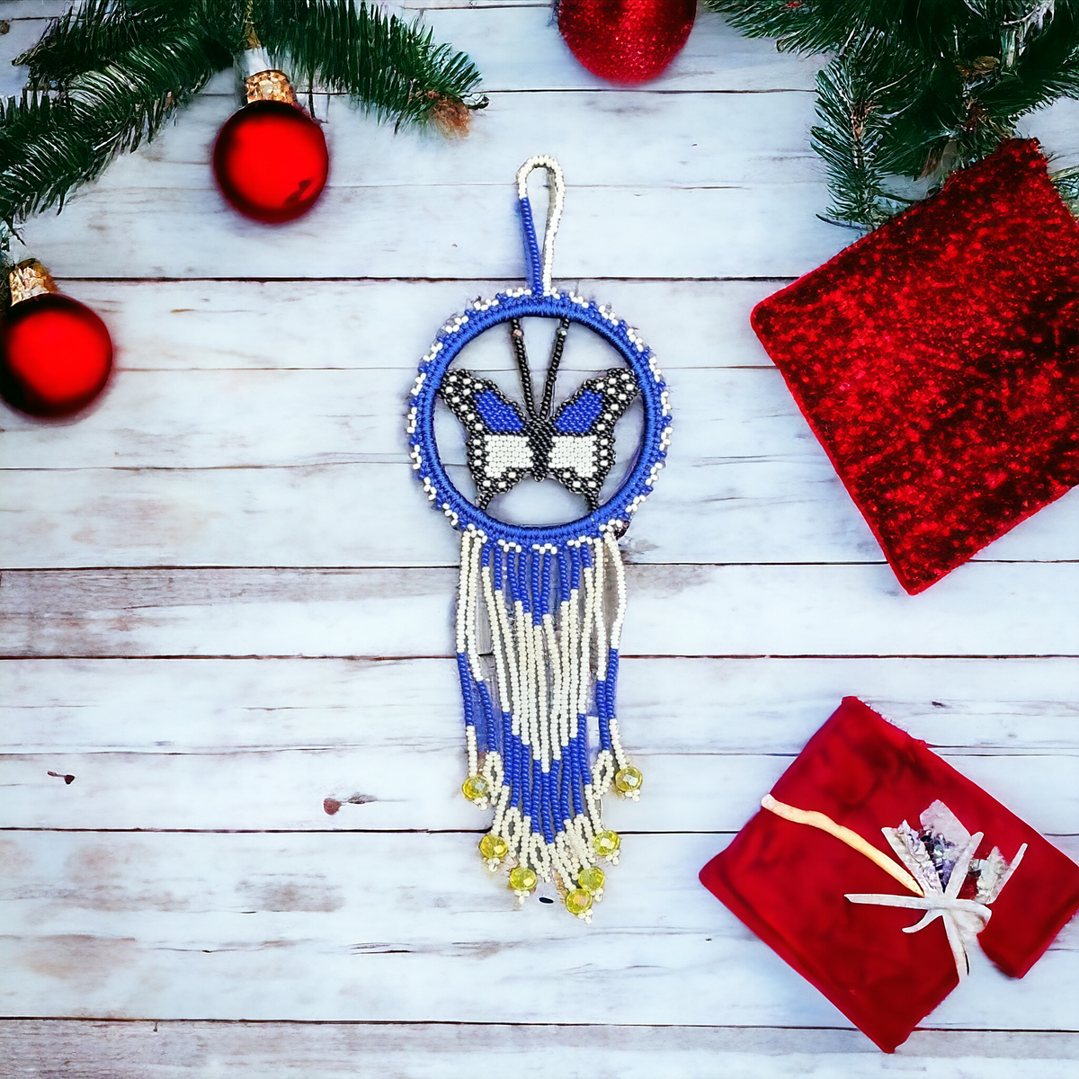 Red and Blue Butterfly Dream Catcher-6