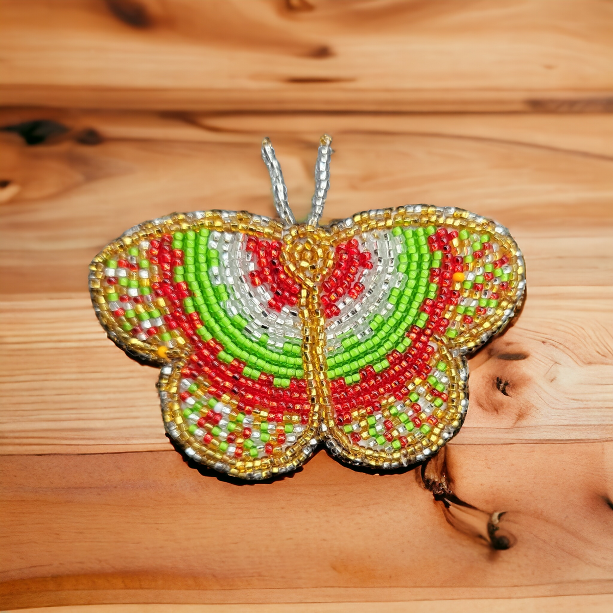 Red and Golden Butterfly Beaded Hair Clip-1