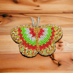 Red and Golden Butterfly Beaded Hair Clip-1
