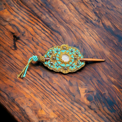 Multicolor Barrette gold W/ turquoise(3)-1