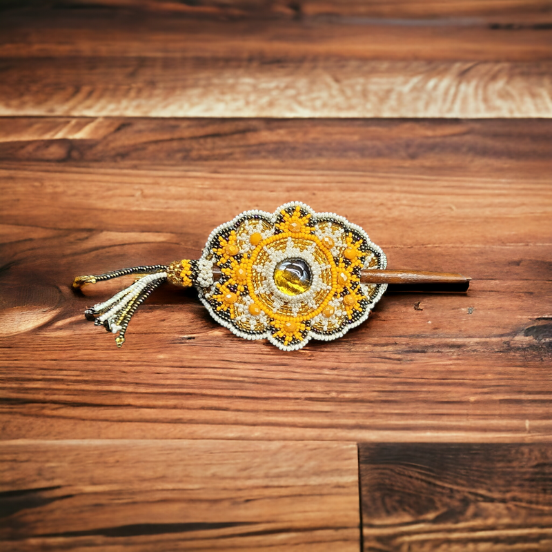Multicolor Barrette Yellow W/ Gold (15)-1