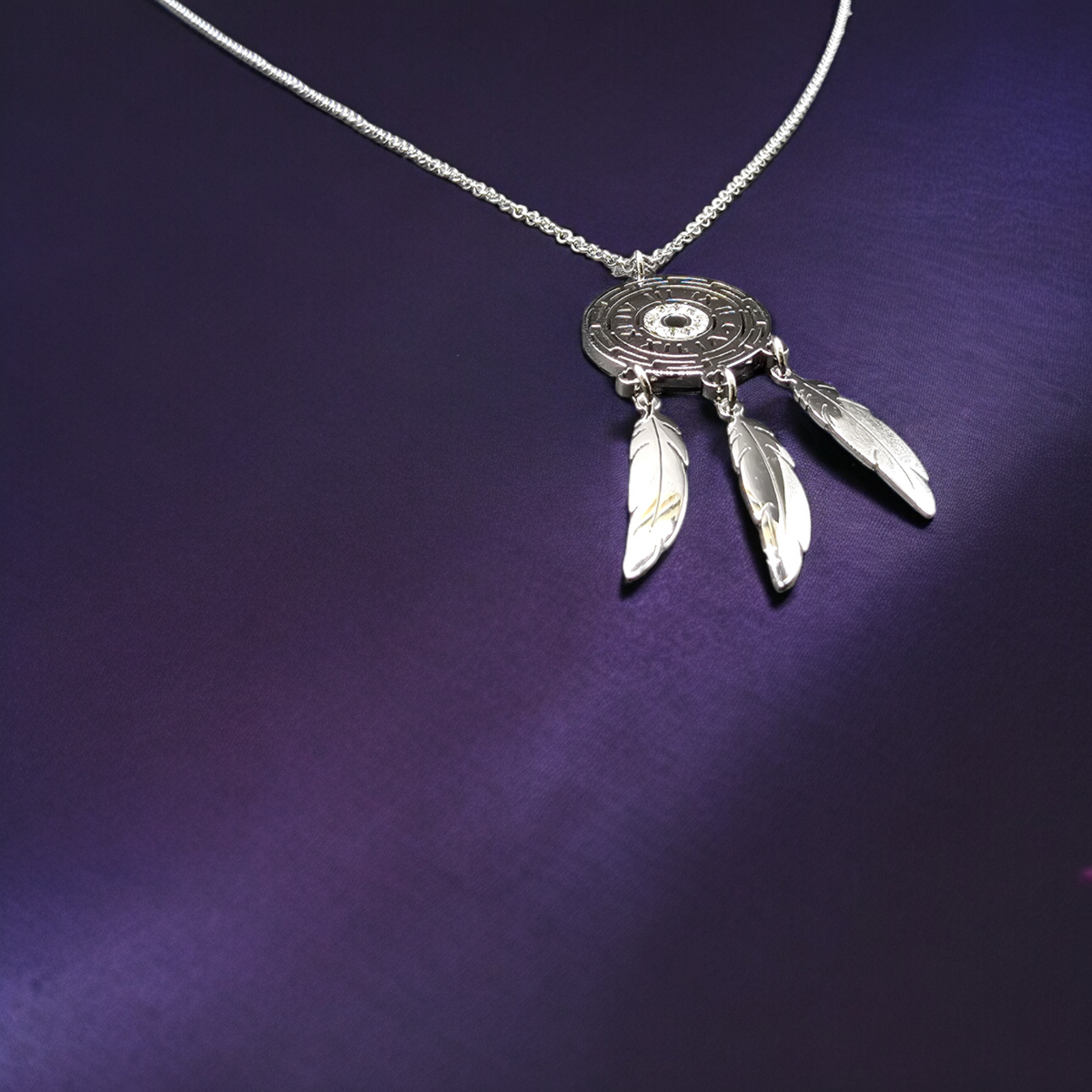 Dreamcatcher Stainless Steel Necklace Pendants With Long Chain-3