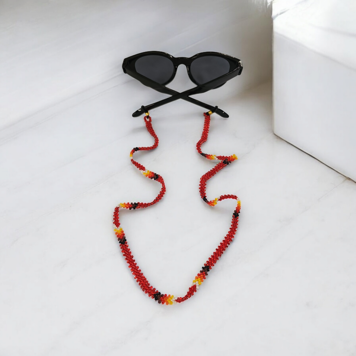 Artisan Handwoven Glasses Chain ( Red)-3