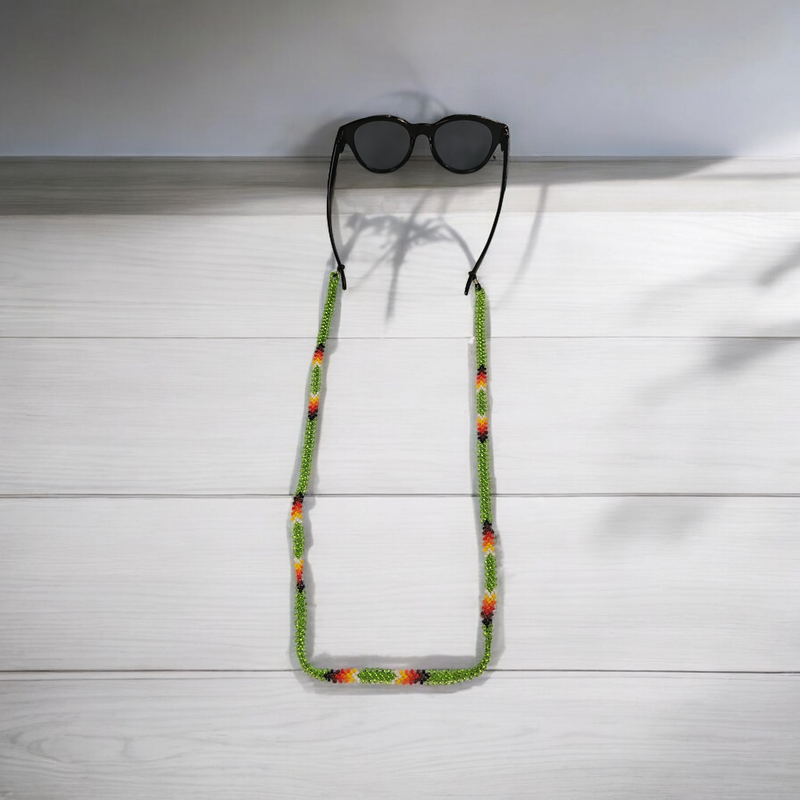 Artisan Handwoven Glasses Chain (Green)-1