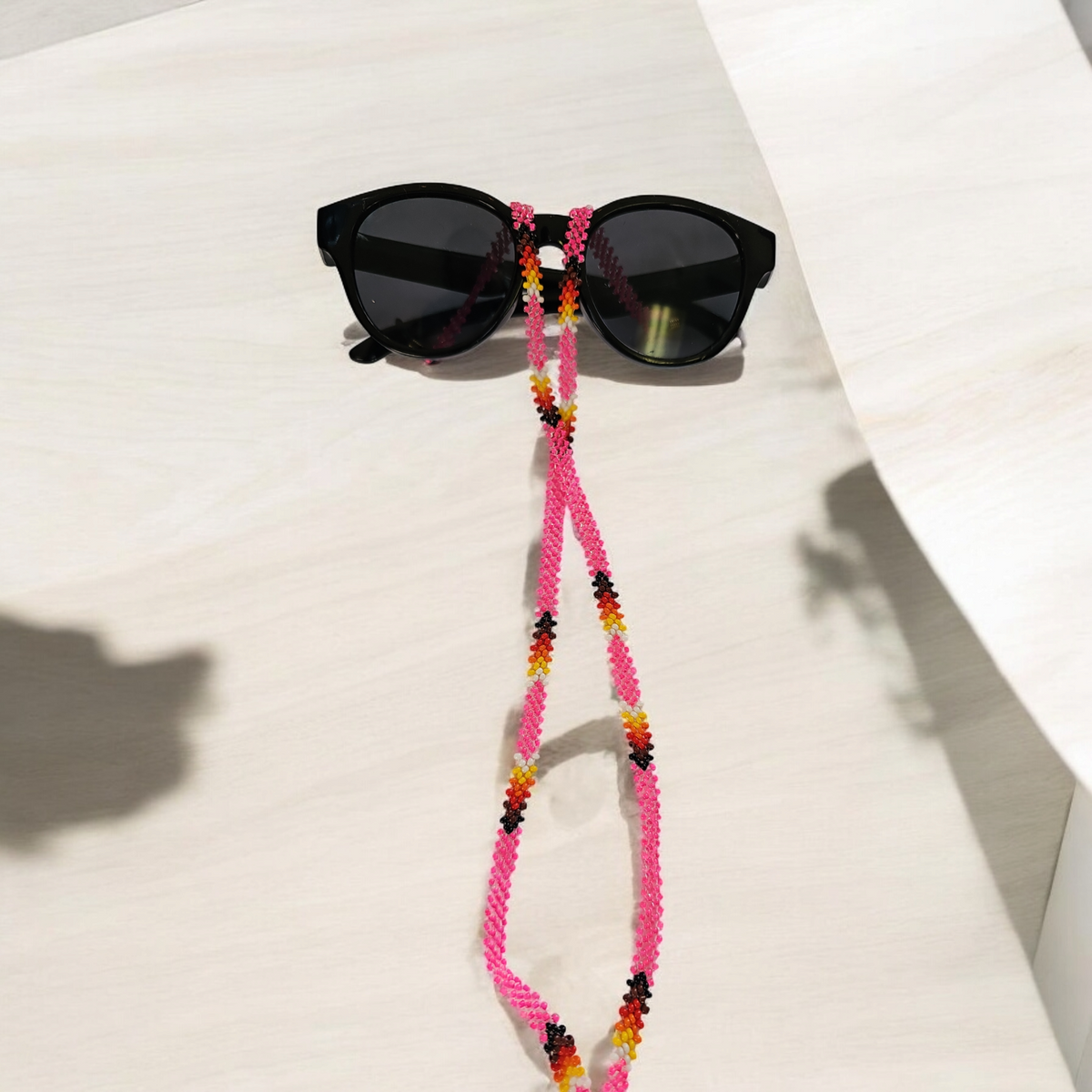 Artisan Handwoven Glasses Chain (Pink)-3