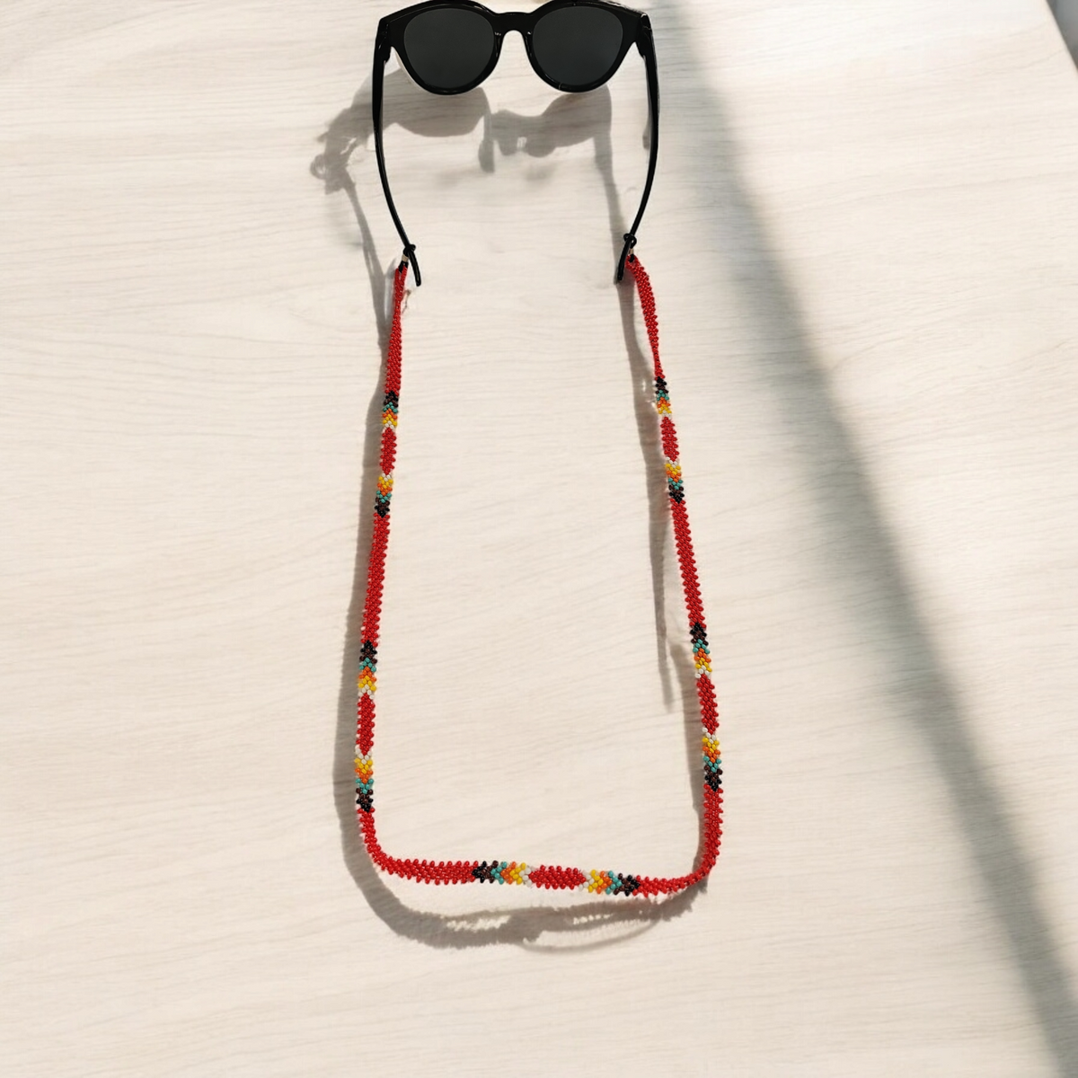 Artisan Handwoven Glasses Chain (Red)-1