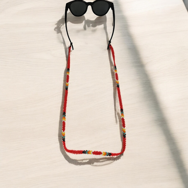 Artisan Handwoven Glasses Chain (Red)-1