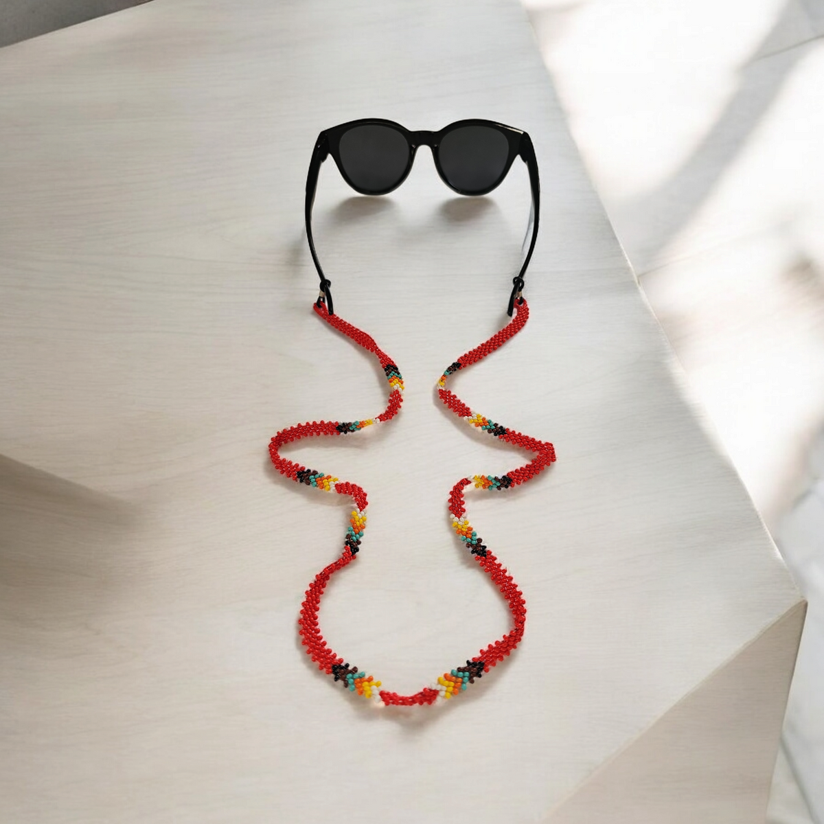 Artisan Handwoven Glasses Chain (Red)-3