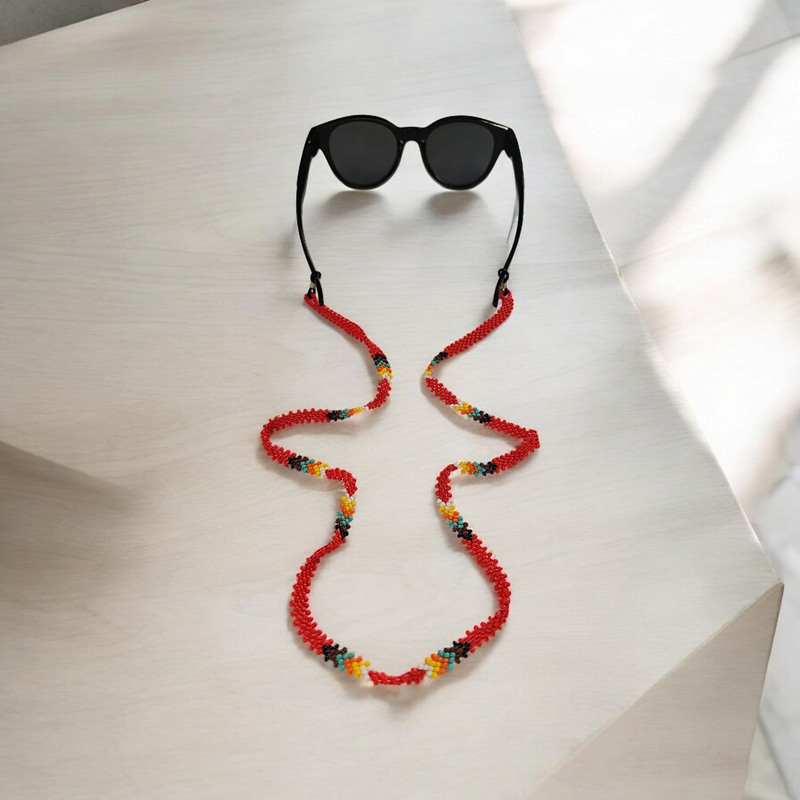 Artisan Handwoven Glasses Chain (Red)-3