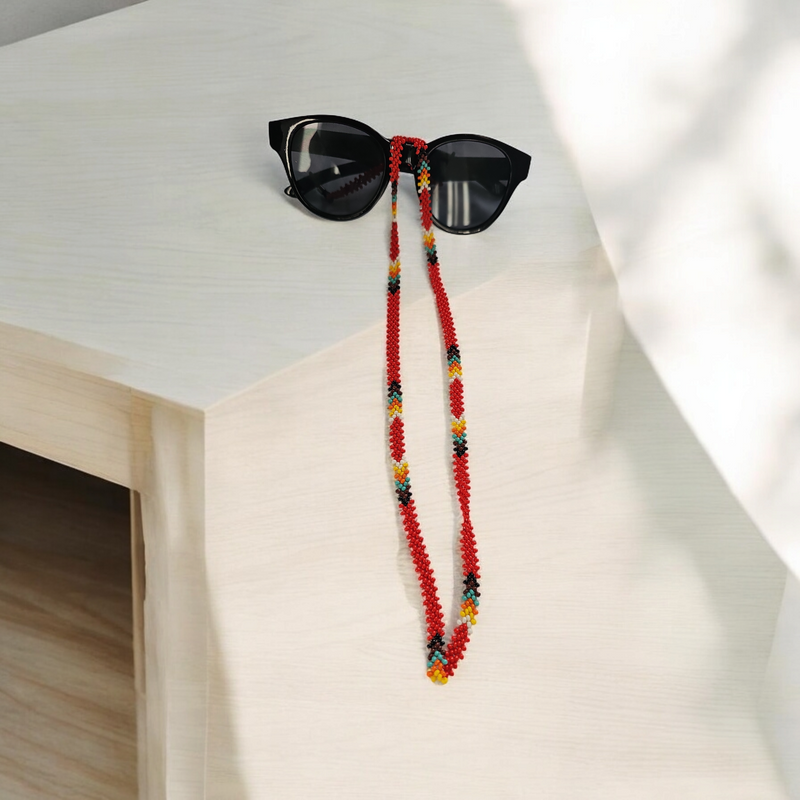 Artisan Handwoven Glasses Chain (Red)-2