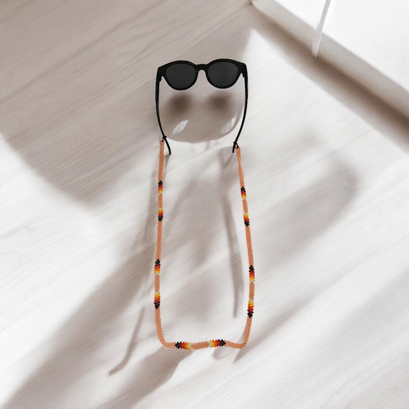 Artisan Handwoven Glasses Chain (Peach)-1