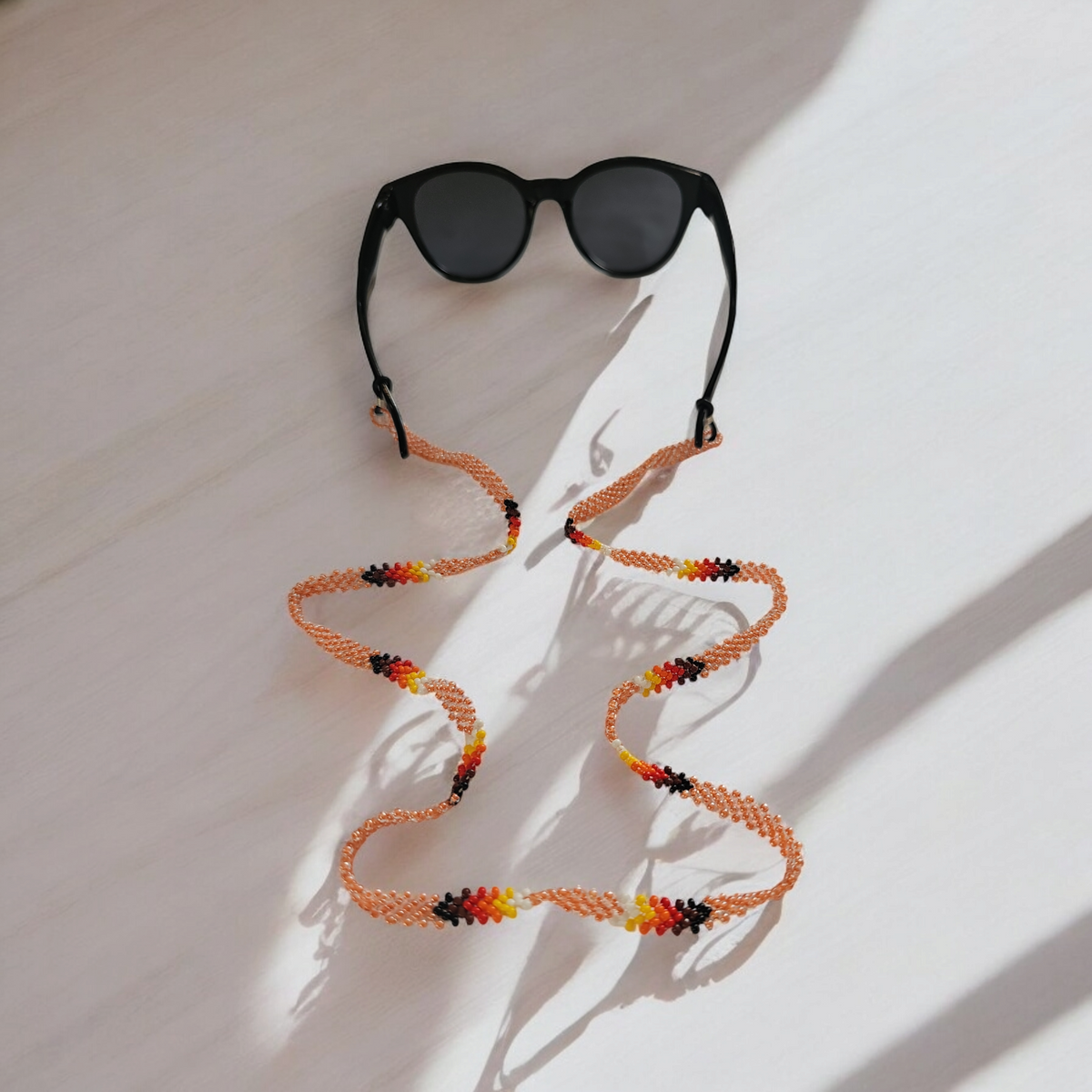 Artisan Handwoven Glasses Chain (Peach)-2