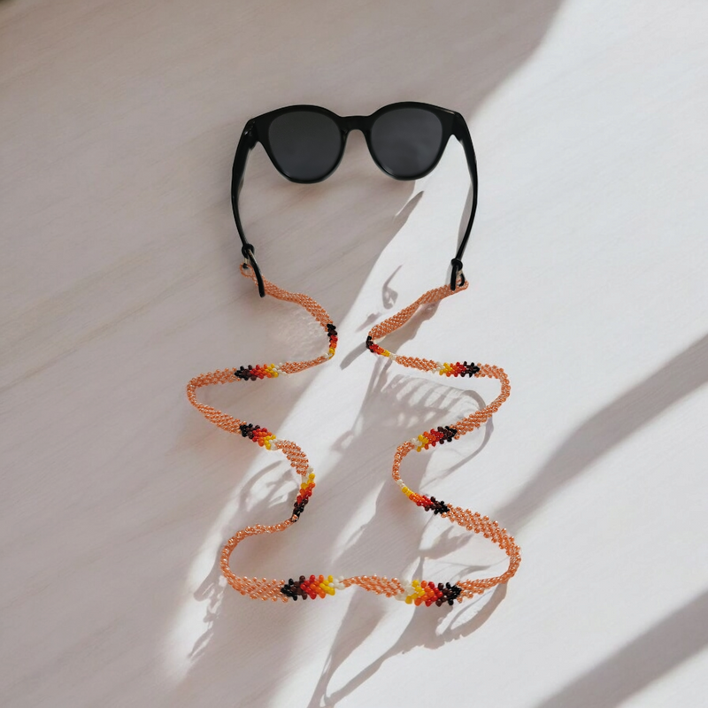 Artisan Handwoven Glasses Chain (Peach)-2