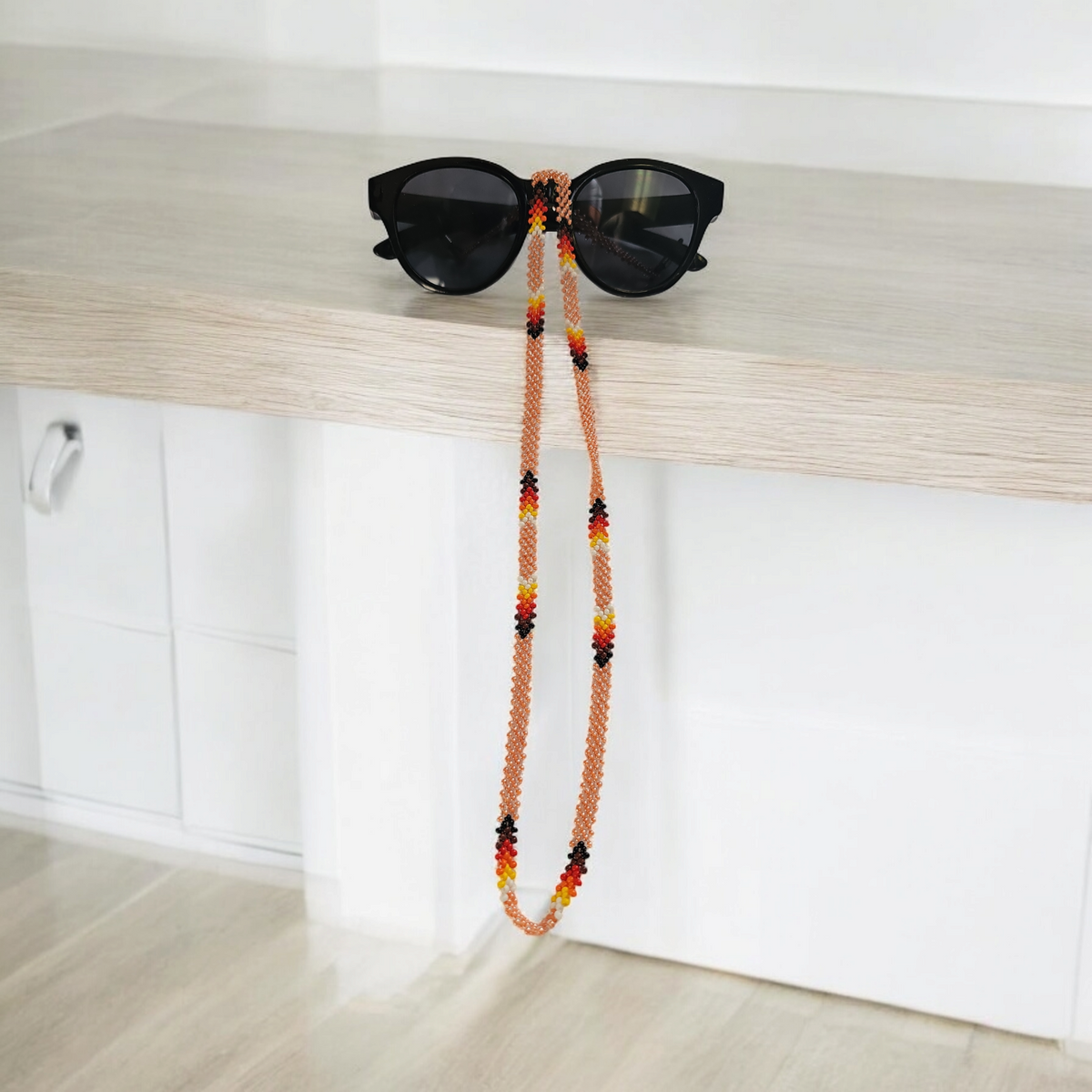 Artisan Handwoven Glasses Chain (Peach)-3