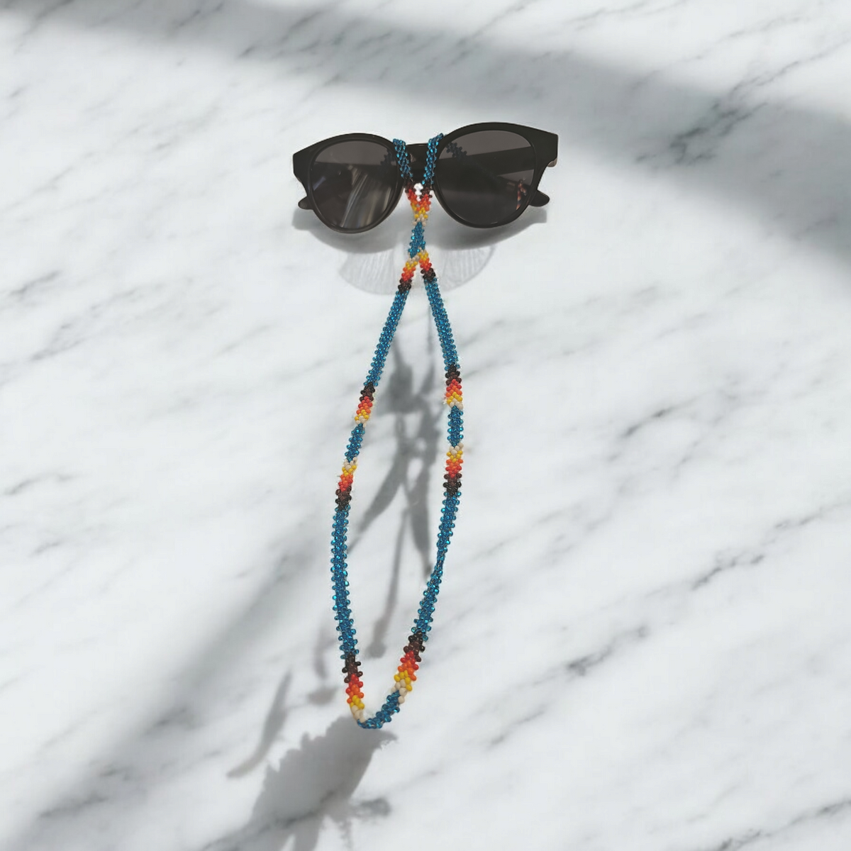 Artisan Handwoven Glasses Chain (Ocean Blue)-1