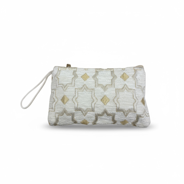 Brocade White Pouch (2 sizes available)-2