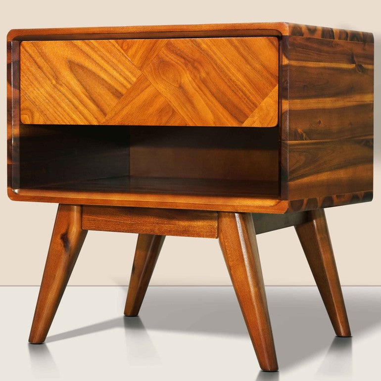 Laden Handcrafted Solid Wood Nightstand-2