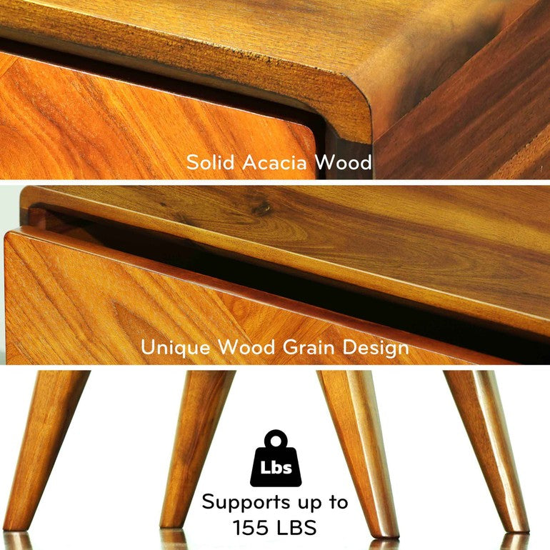 Laden Handcrafted Solid Wood Nightstand-6