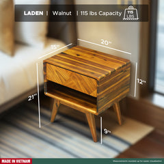 Laden Handcrafted Solid Wood Nightstand-4