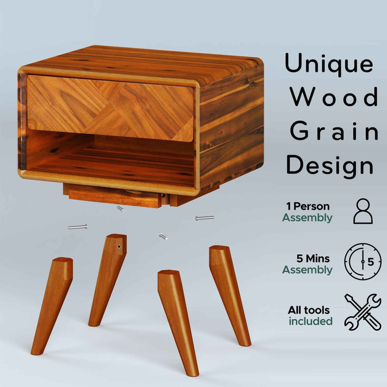 Laden Handcrafted Solid Wood Nightstand-9