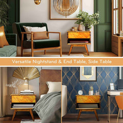 Laden Handcrafted Solid Wood Nightstand-8