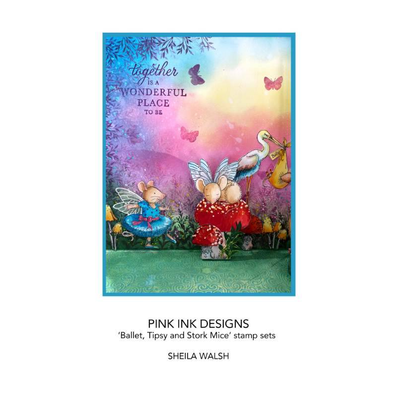 Pink Ink Designs Stork Mouse 3 in x 4 in Clear Stamp Set-3
