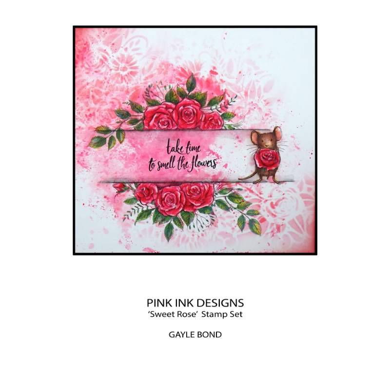 Pink Ink Designs Sweet Rose 6 in x 8 in Clear Stamp Set-13
