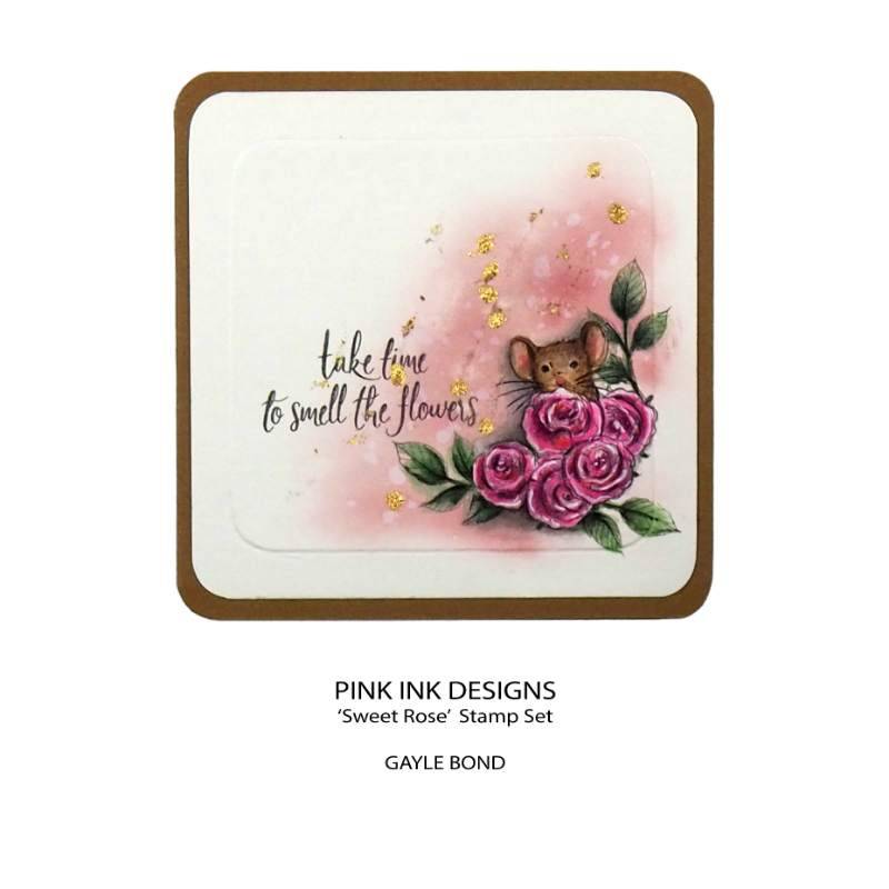 Pink Ink Designs Sweet Rose 6 in x 8 in Clear Stamp Set-12