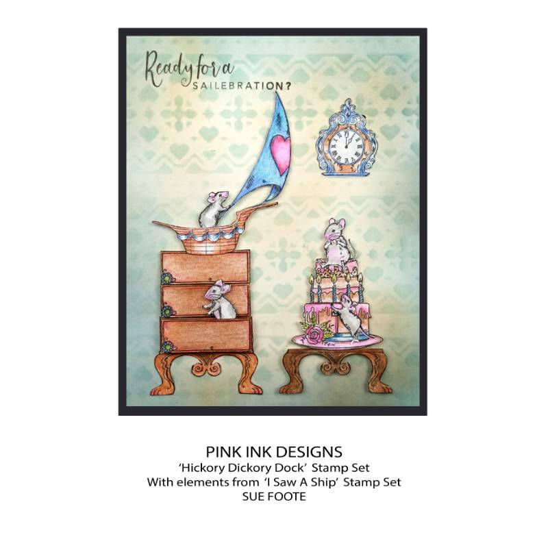 Pink Ink Designs Hickory Dickory Dock 6 in x 8 in Clear Stamp Set-12
