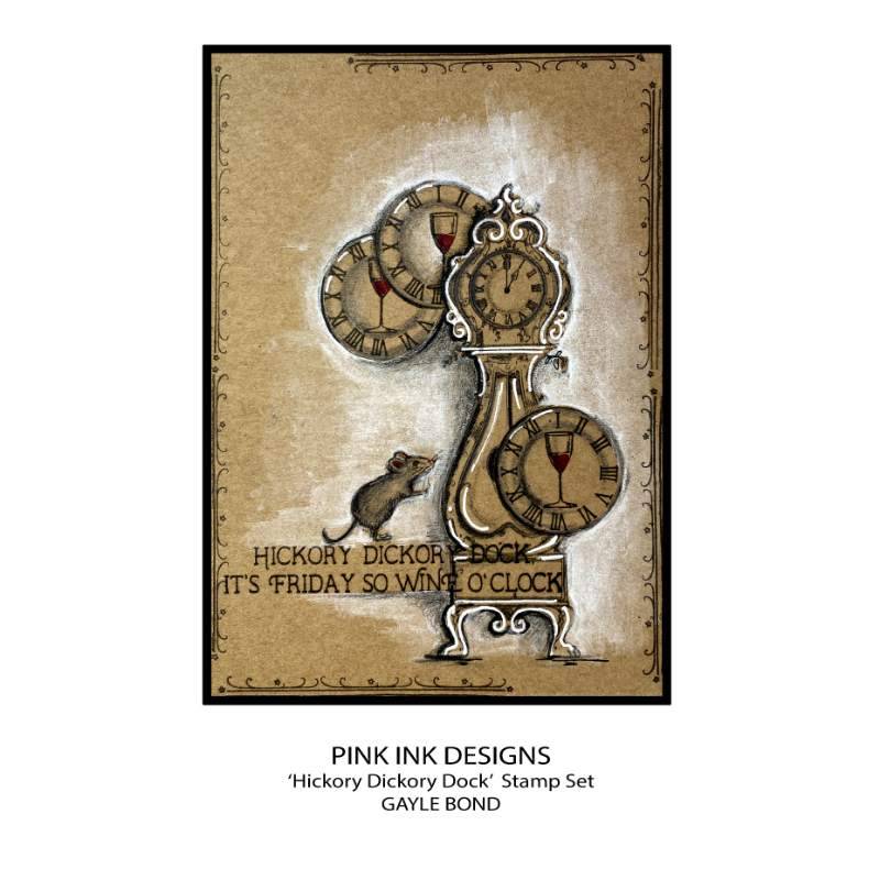 Pink Ink Designs Hickory Dickory Dock 6 in x 8 in Clear Stamp Set-7