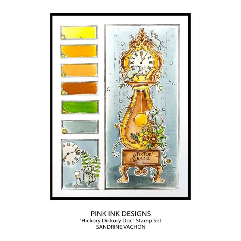 Pink Ink Designs Hickory Dickory Dock 6 in x 8 in Clear Stamp Set-8