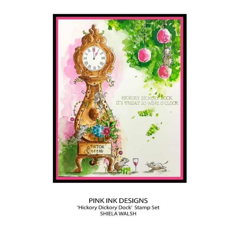 Pink Ink Designs Hickory Dickory Dock 6 in x 8 in Clear Stamp Set-10