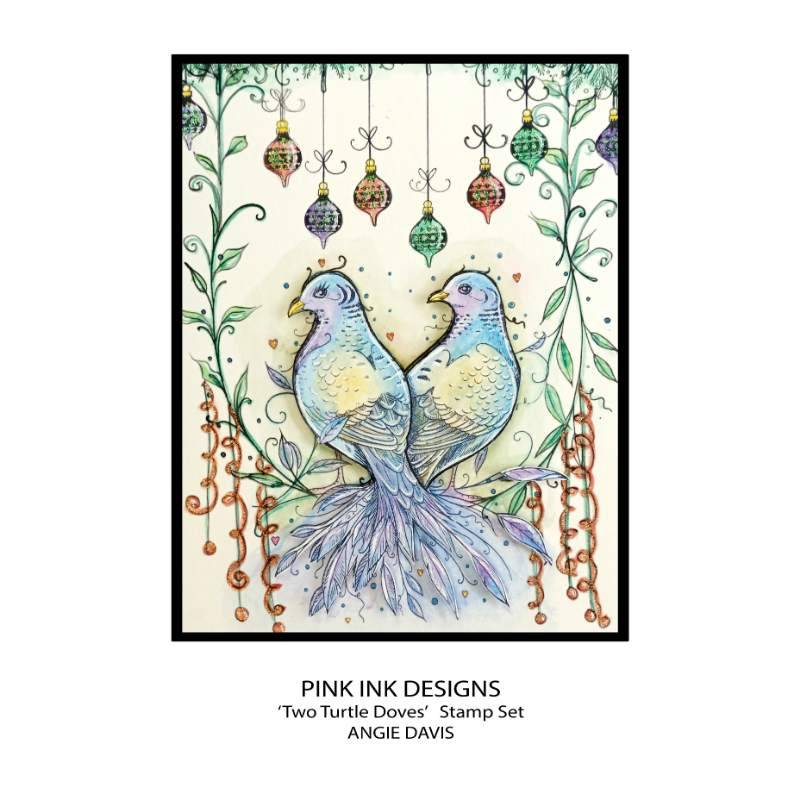 Pink Ink Designs Two Turtle Doves 6 in x 8 in Clear Stamp Set-6