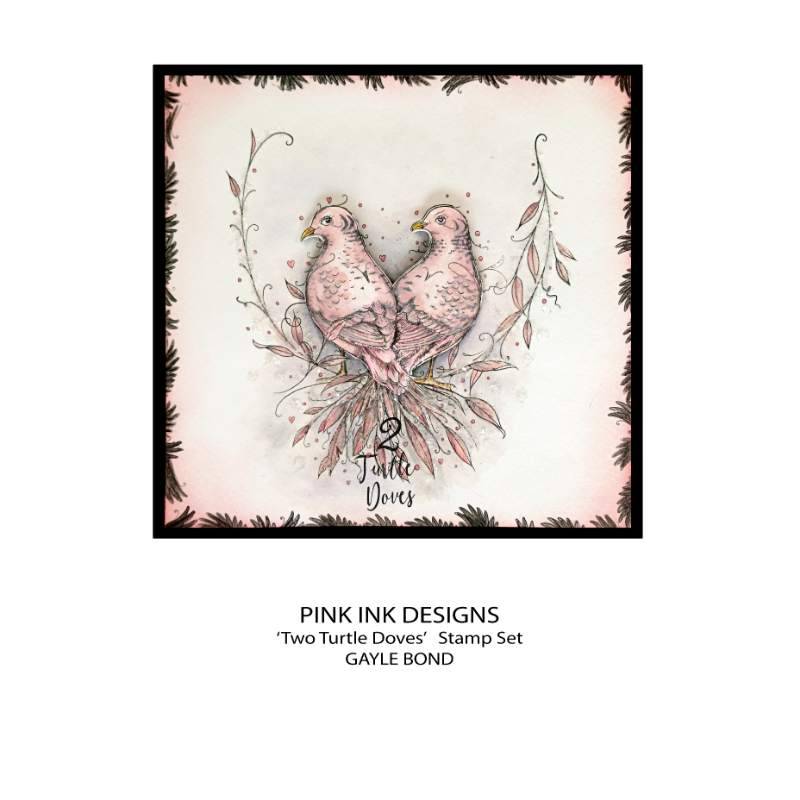 Pink Ink Designs Two Turtle Doves 6 in x 8 in Clear Stamp Set-7