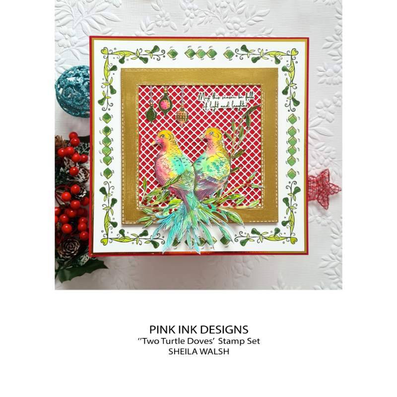 Pink Ink Designs Two Turtle Doves 6 in x 8 in Clear Stamp Set-10