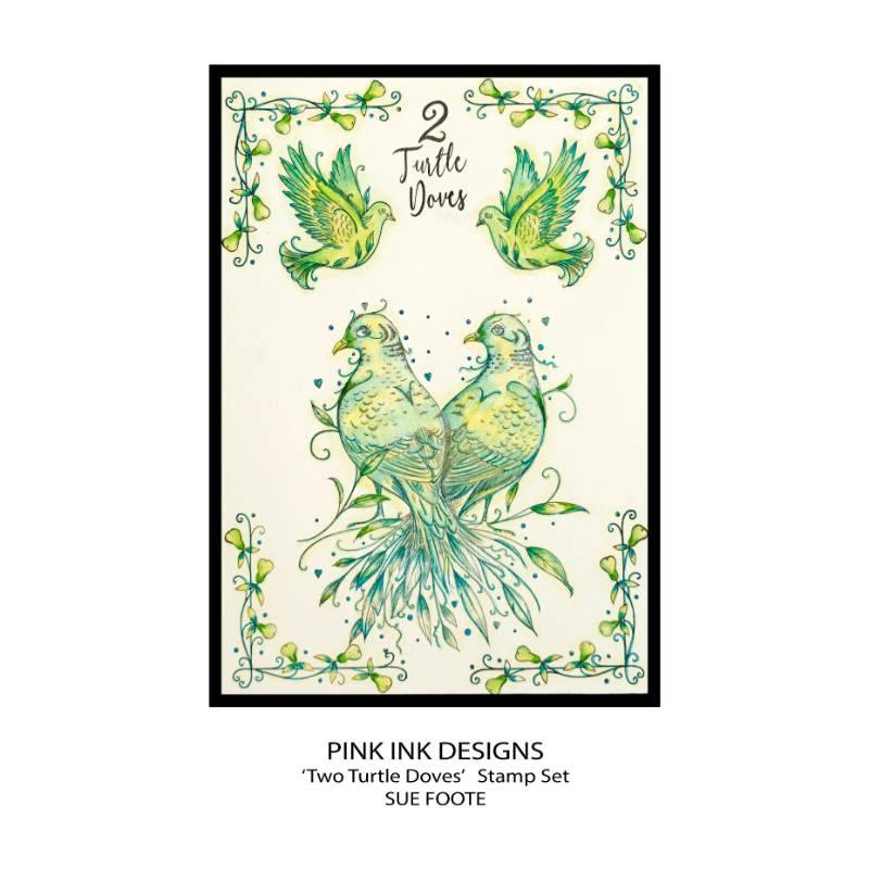 Pink Ink Designs Two Turtle Doves 6 in x 8 in Clear Stamp Set-11