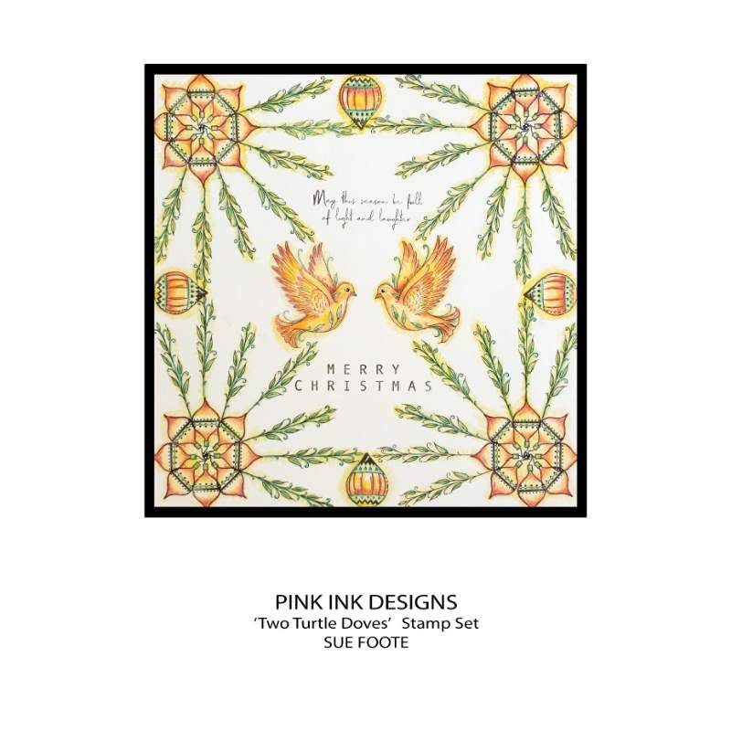 Pink Ink Designs Two Turtle Doves 6 in x 8 in Clear Stamp Set-12