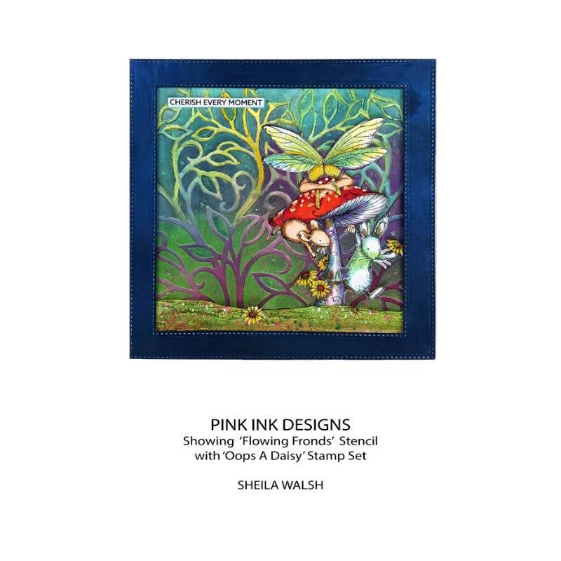 Pink Ink Designs Flowing Fronds 7 in x 7 in Stencil-2