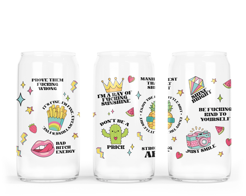 Pop Art Affirmations Glass Can with Bamboo Lid-1