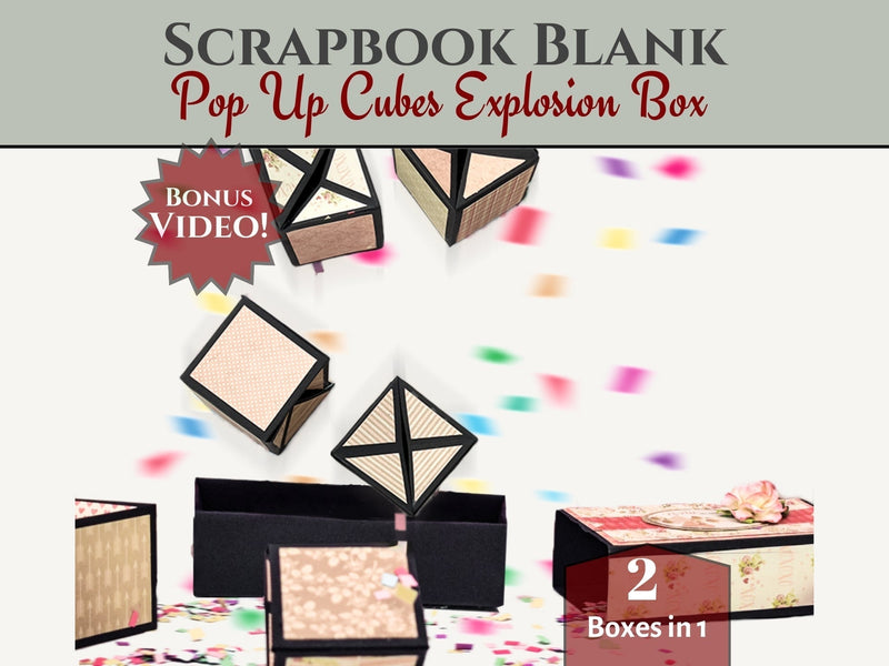 CrafTreat Scrapbook Blanks - Pop Up Cubes Explosion Box - Black & Kraft Color-1