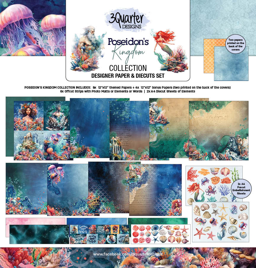 Colección de álbumes de recortes Poseidon's Kingdom de 12x12 de 3Quarter Designs-1