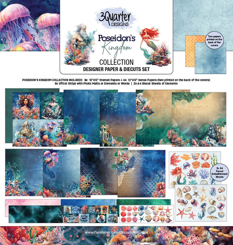 Colección de álbumes de recortes Poseidon's Kingdom de 12x12 de 3Quarter Designs-1