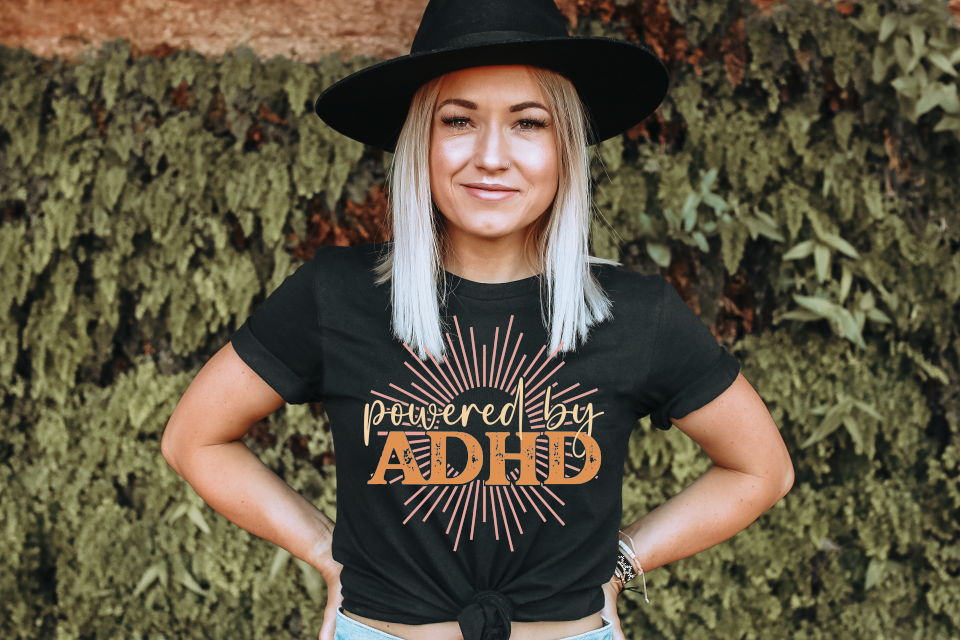 Powered By ADHD Neurodiversity Tshirt-1