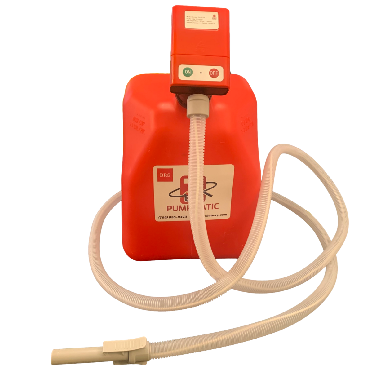 PUMPMATIC 12 FT HOSE + 5 Gallon Gas Can Combo Kit - 3.2 GPM - GAS, DIESEL, KEROSENE