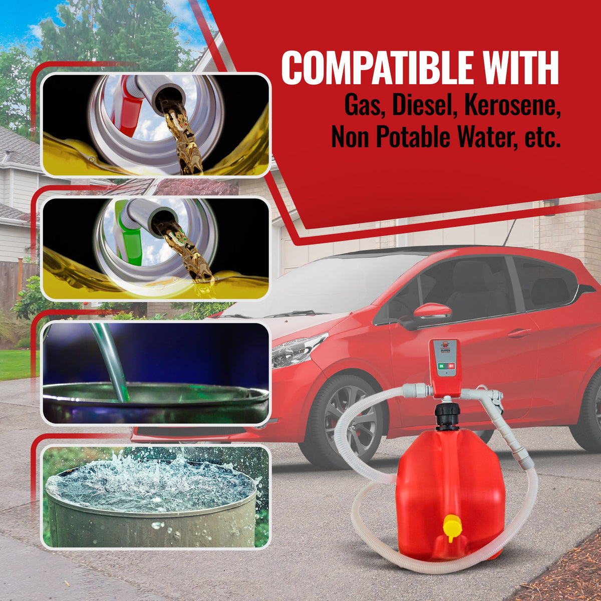 *New* PumpMatic Super Gas Pump w/ 4.25 Ft Hose & Flow Control Nozzle-8