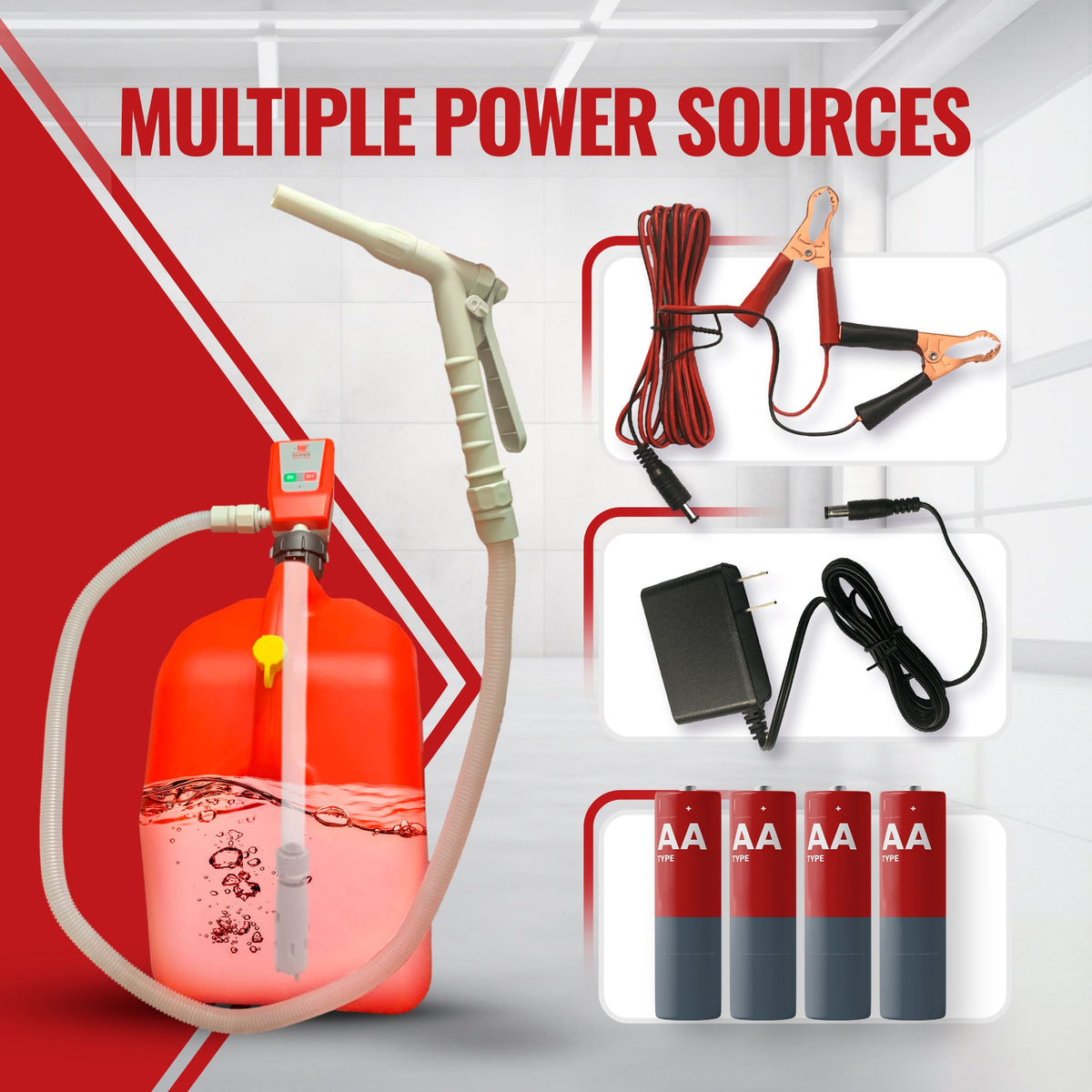 PUMPMATIC SUPER GAS PUMP FLOW CONTROL NOZZLE + 5 GALLON GAS CAN COMBO KIT-4