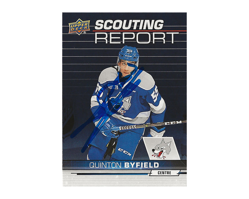Quinton Byfield Autographed 2018-19 Upper Deck CHL Scouting Report #SR-2 Hockey Card-1