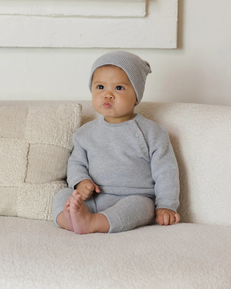 Baby Bear Beanie | Heathered Dusty Blue | Quincy Mae-1