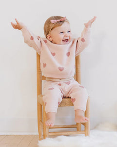 Heart Knit Sweater & Pant Set | Quincy Mae | Bubblegum-1