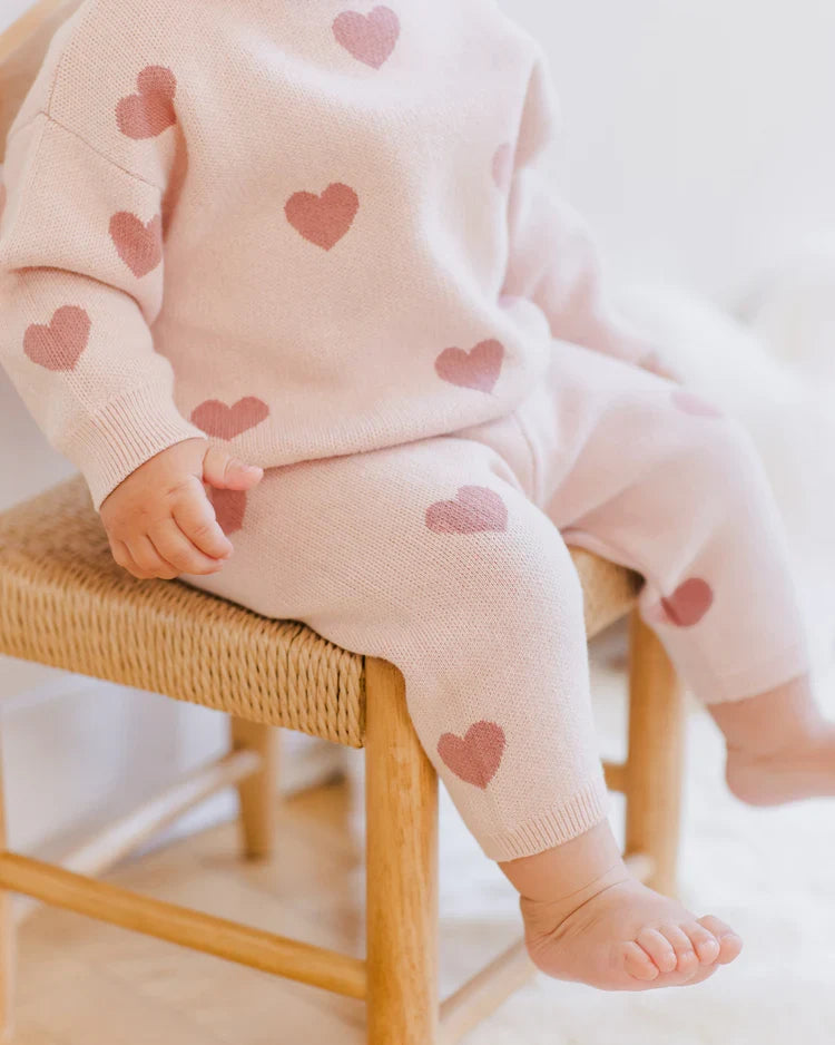 Heart Knit Pants | Quincy Mae | Bubblegum-1